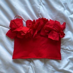 Orange Zara ruffled tube top